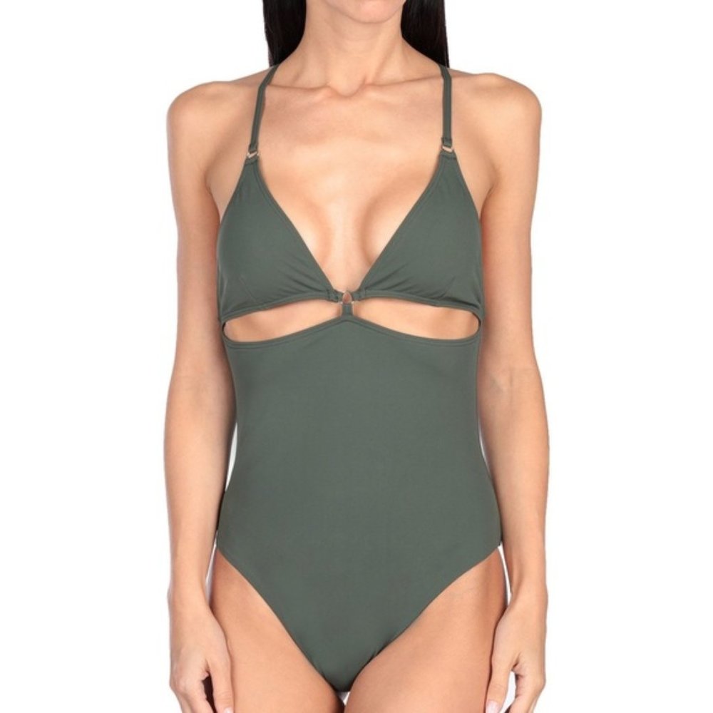 New Alexander Wang criss cross scoop back cut out one piece monokini swimsuit